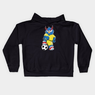 Owl as Soccer player with Soccer ball Kids Hoodie